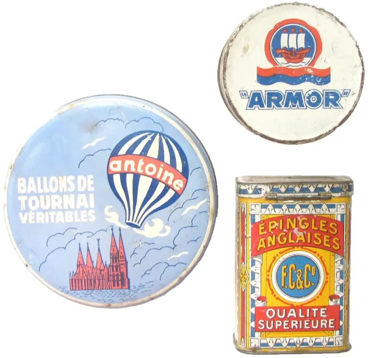 French & Belgian Tin Collection - Set of 3 - Chez Vous - white