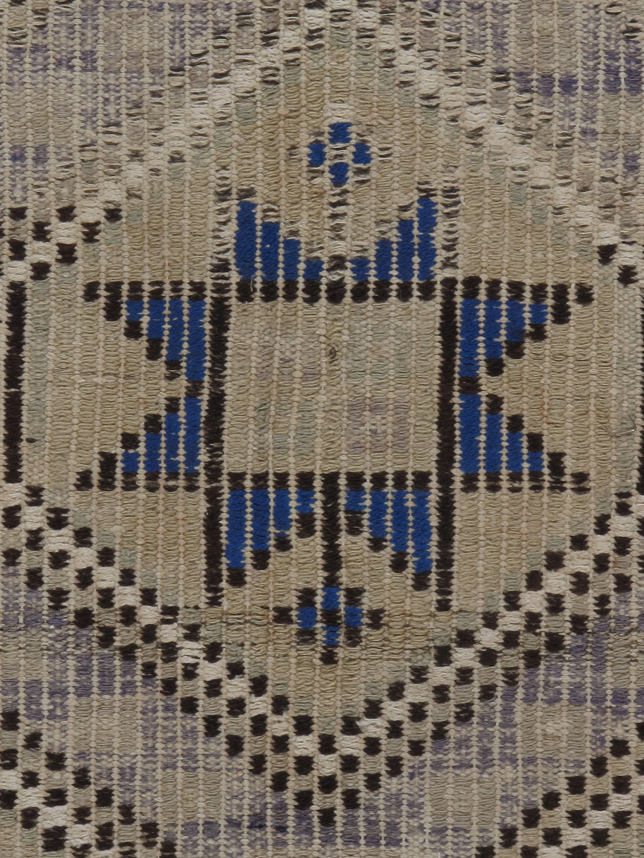 Turkish Jajim Flat Weave Rug 6'4 x 10'5 - Blue - Blue