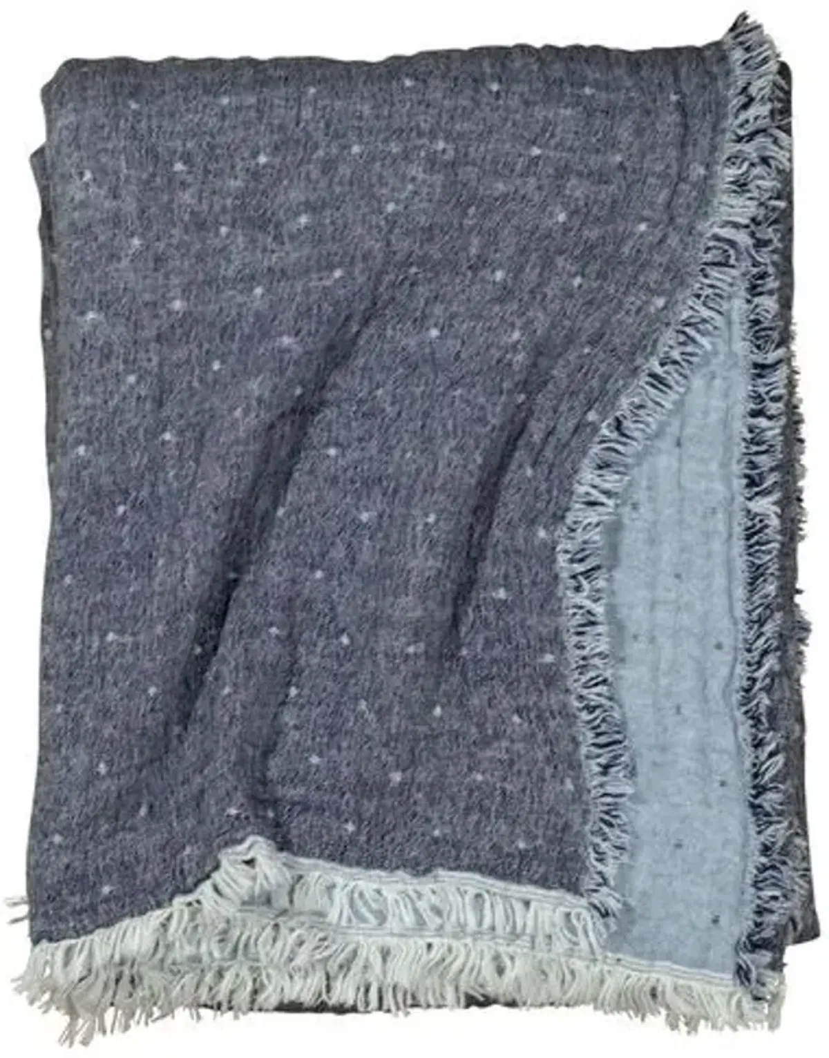 Cozi Throw - Navy/Light Blue - Johanna Howard - Lightweight, Soft, Warm - Reversible, Fringed