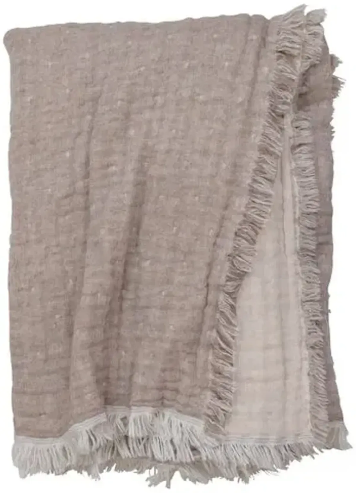 Cozi Throw - Taupe/Natural - Johanna Howard - Lightweight, Soft, Warm - Reversible, Fringed