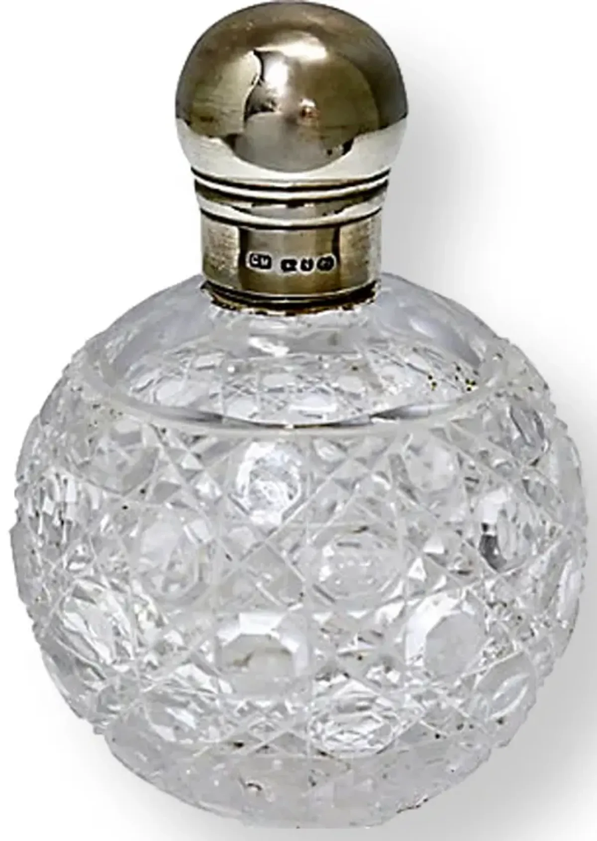 Sterling & Crystal Perfume Bottle - Rose Victoria - Silver