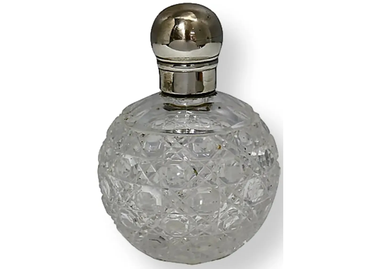 Sterling & Crystal Perfume Bottle - Rose Victoria - Silver