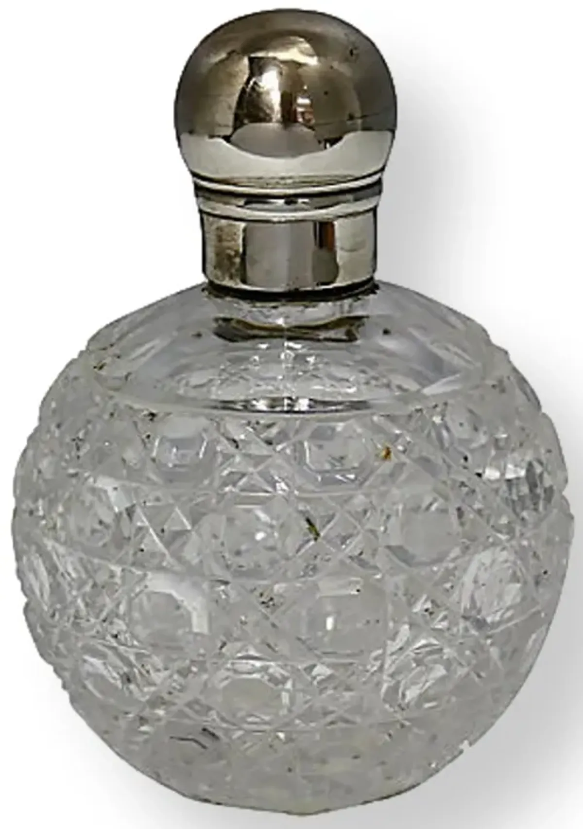 Sterling & Crystal Perfume Bottle - Rose Victoria - Silver