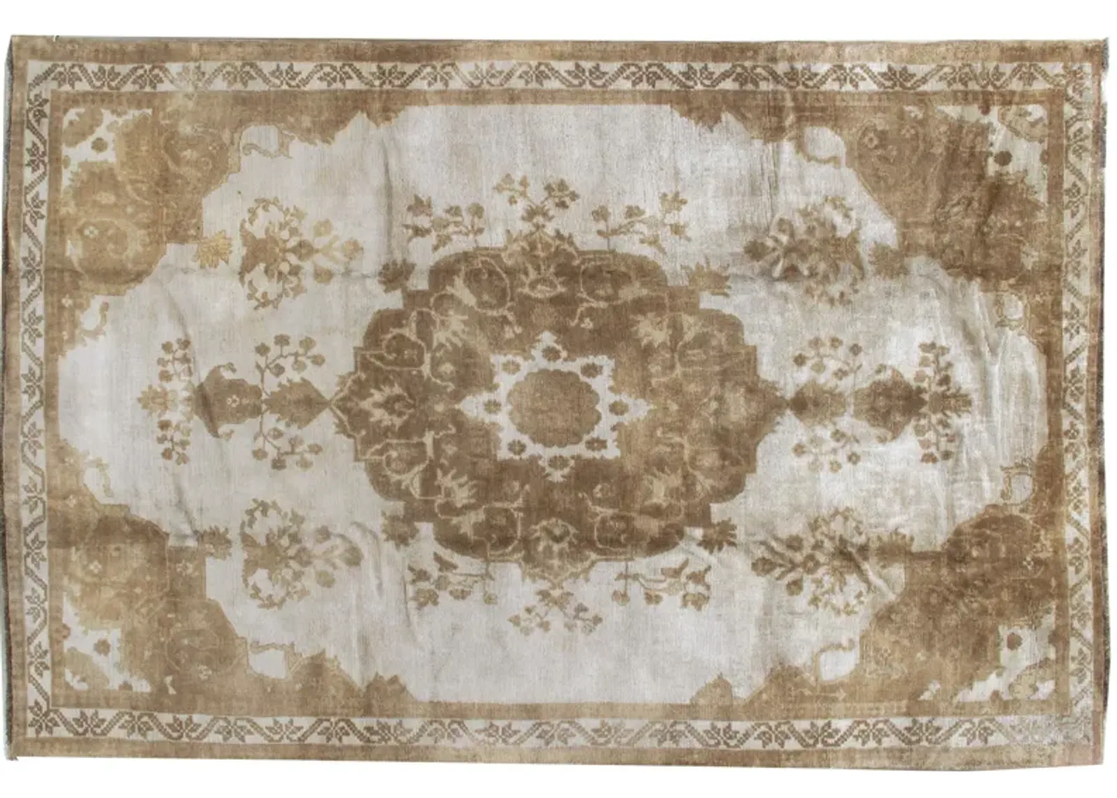 Turkish Oushak Rug 6'1 x 10'5 - Brown - Brown