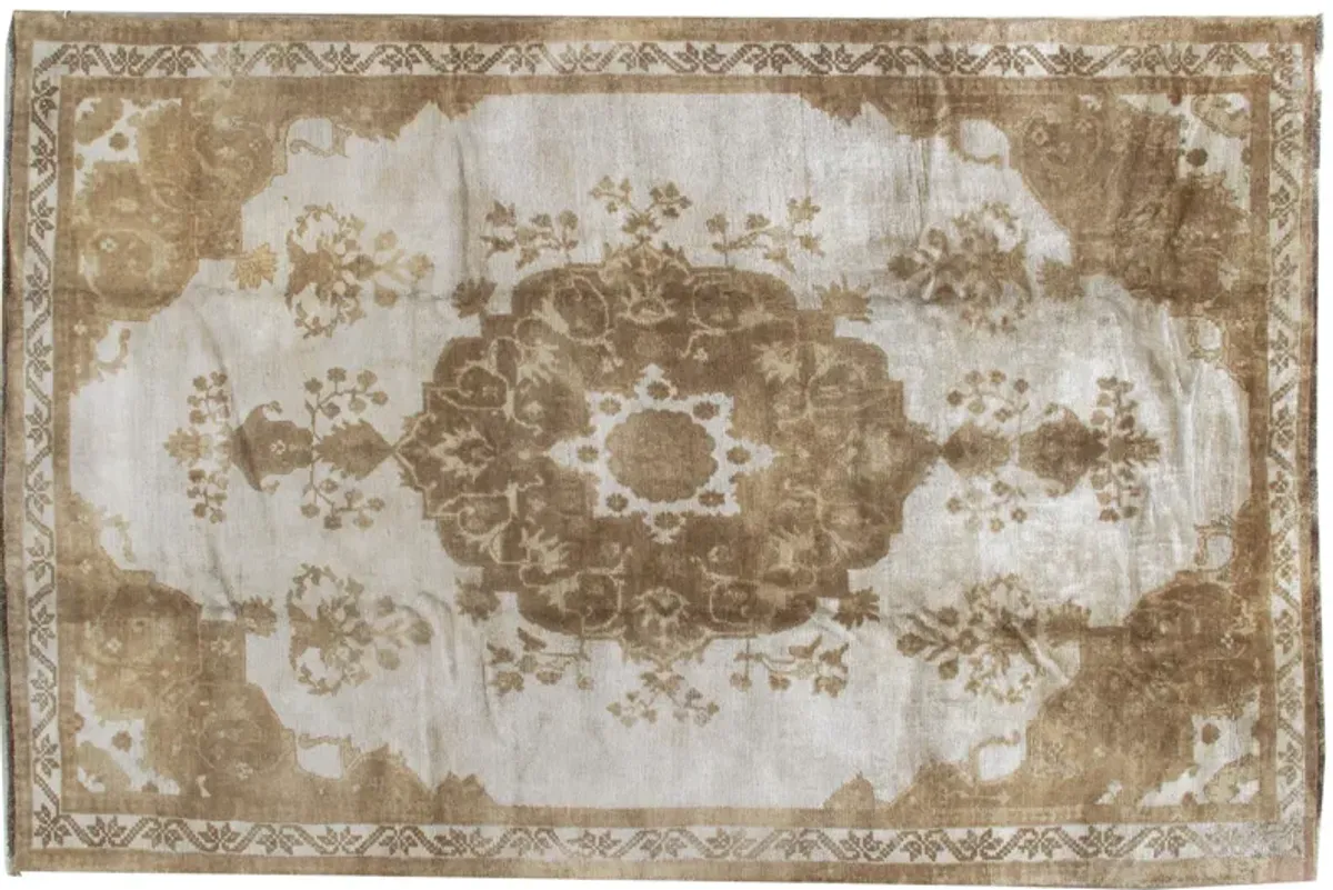 Turkish Oushak Rug 6'1 x 10'5 - Brown - Brown