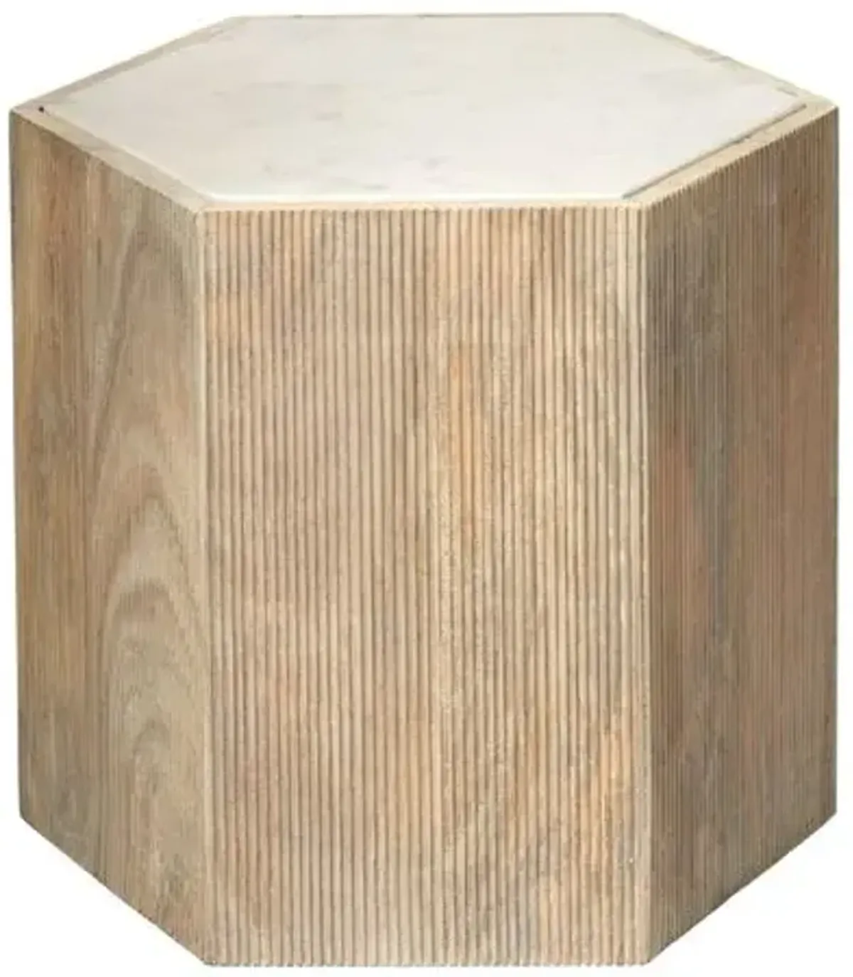 Argan Hexagon Side Table - Natural - Jamie Young Co. - Beige
