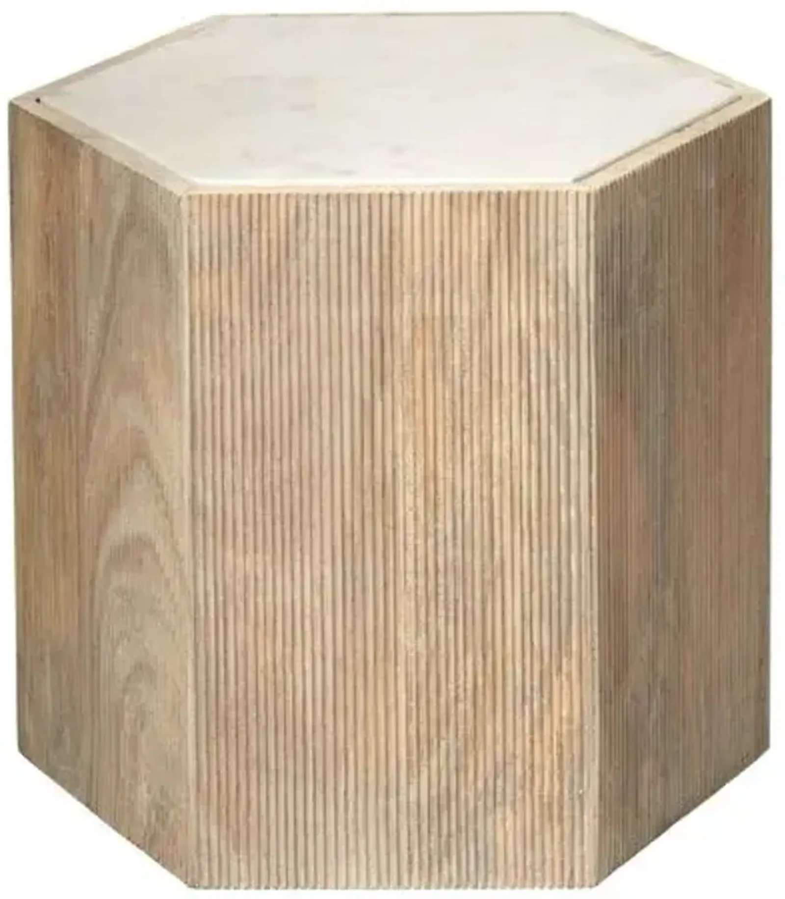 Argan Hexagon Side Table - Natural - Jamie Young Co. - Beige