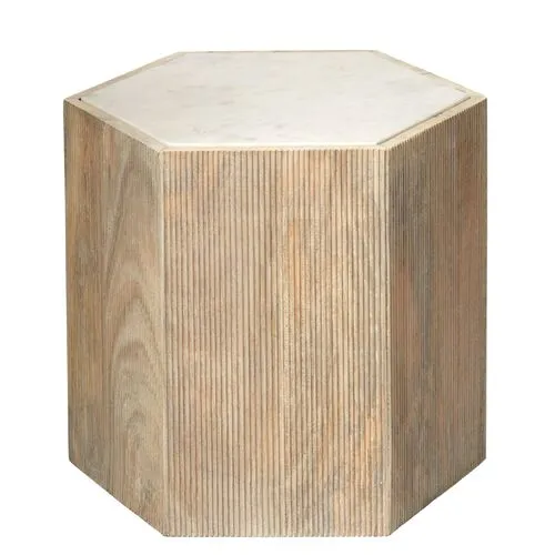 Argan Hexagon Side Table - Natural - Jamie Young Co. - Beige