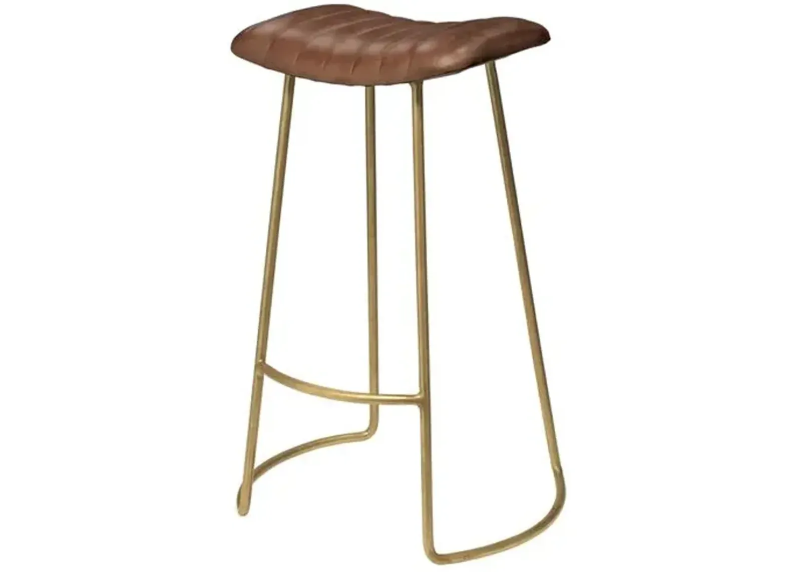 Luke Leather Barstool - Caramel/Gold Leather - Brown