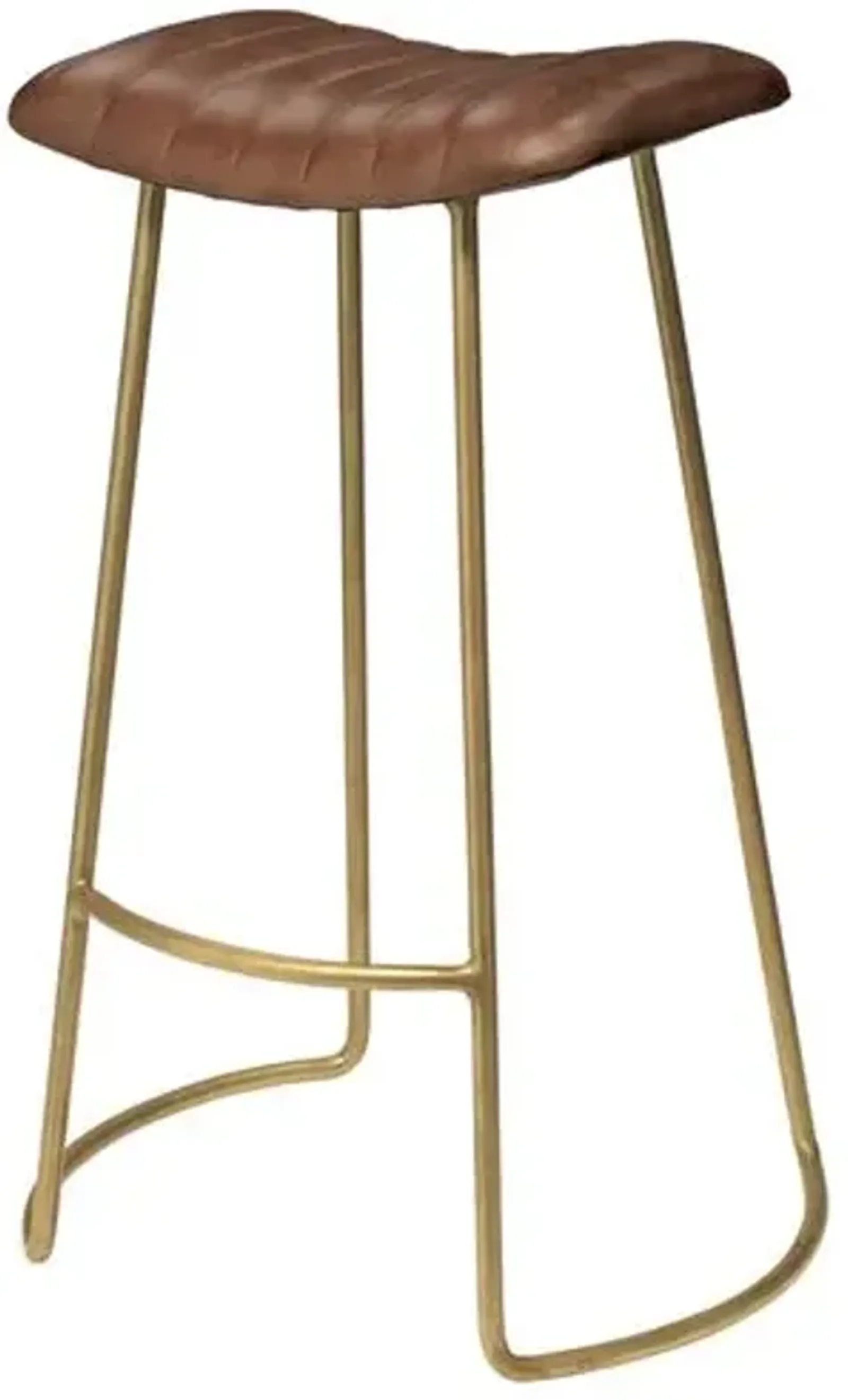 Luke Leather Barstool - Caramel/Gold Leather - Brown