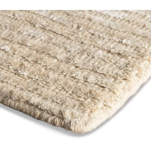 Cut Stripe Hand-Knotted Rug - DASH & ALBERT - Ivory - Ivory