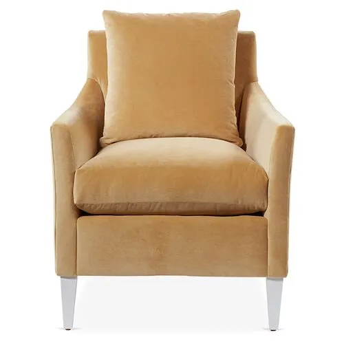 Ines Velvet Accent Chair - Gold, Comfortable, Durable, Velvet Upholstery