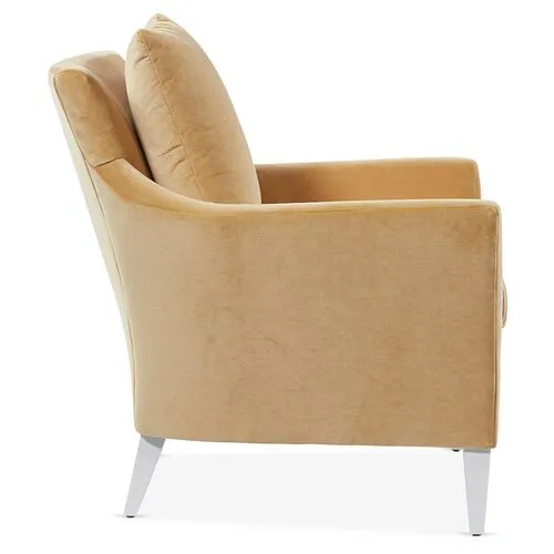 Ines Velvet Accent Chair - Gold, Comfortable, Durable, Velvet Upholstery