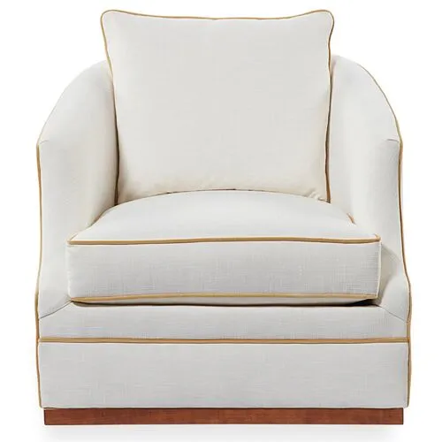 Annie Swivel Chair - Ivory/Leather