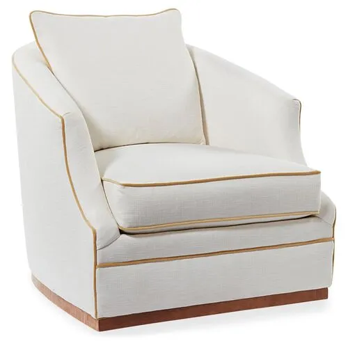 Annie Swivel Chair - Ivory/Leather