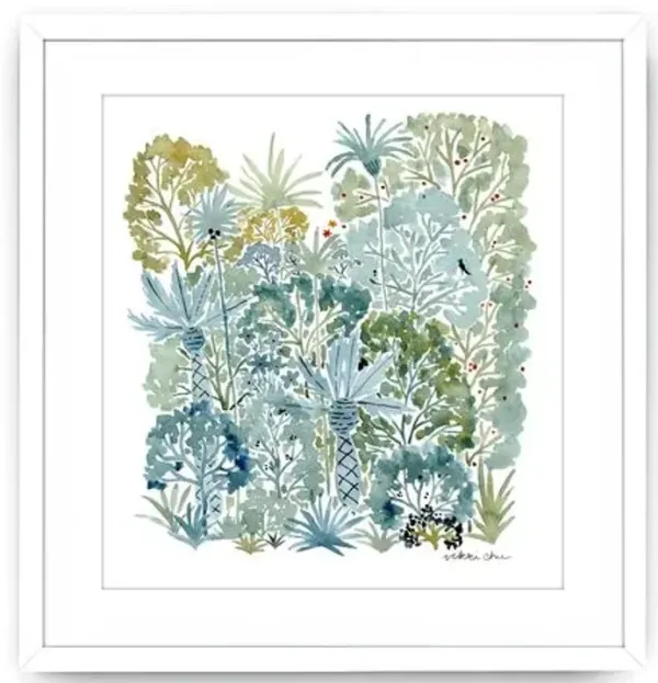 Vikki Chu - Watercolor Forest Painting - Blue