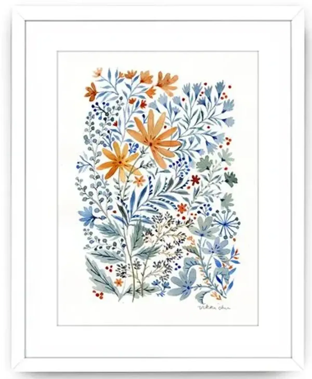 Vikki Chu - Watercolor Flowers Painting - Blue