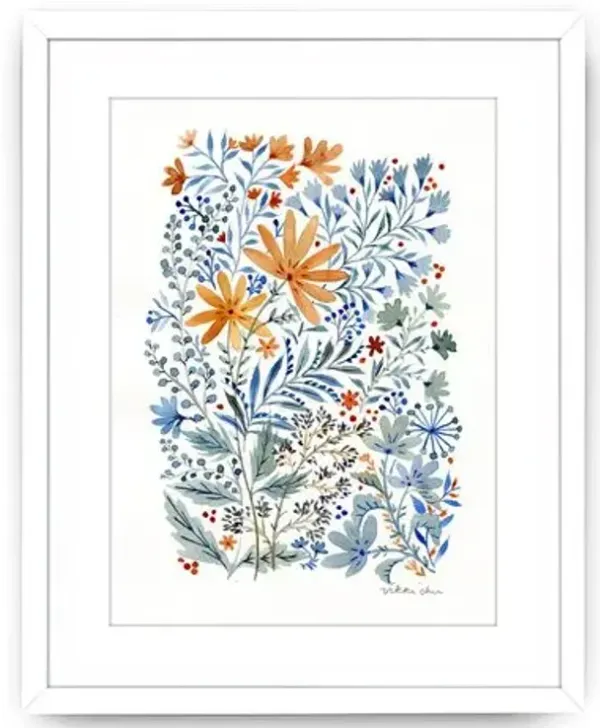 Vikki Chu - Watercolor Flowers Painting - Blue