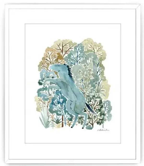 Vikki Chu - Watercolor Horse Painting - Blue
