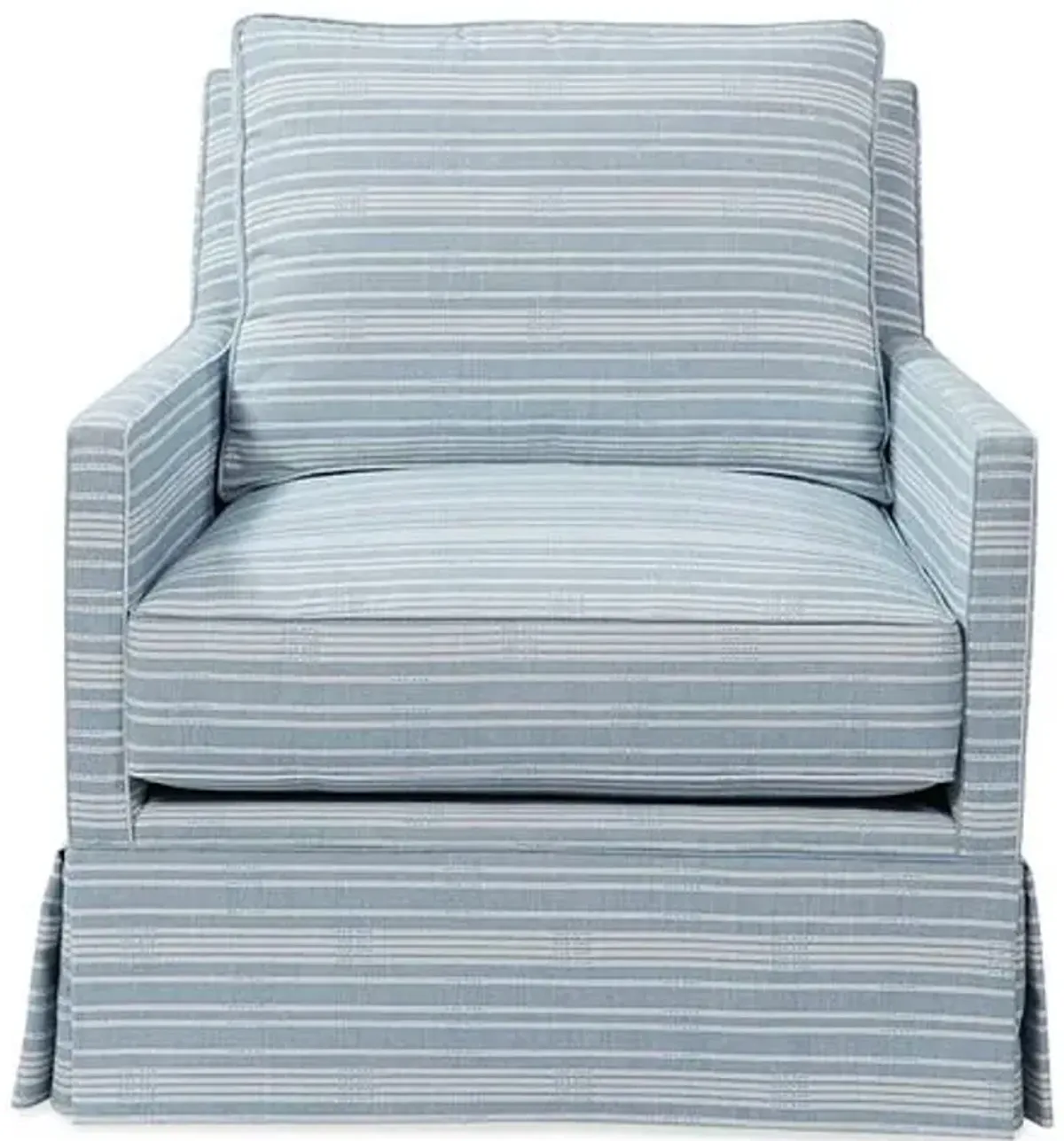 Auburn Club Chair - Marine Sunbrella Stripe - Miles Talbott - Hancrafted in the USA