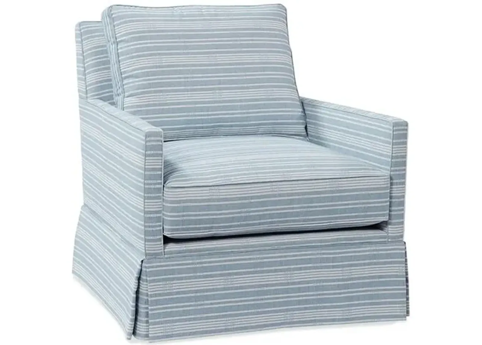 Auburn Club Chair - Marine Sunbrella Stripe - Miles Talbott - Hancrafted in the USA