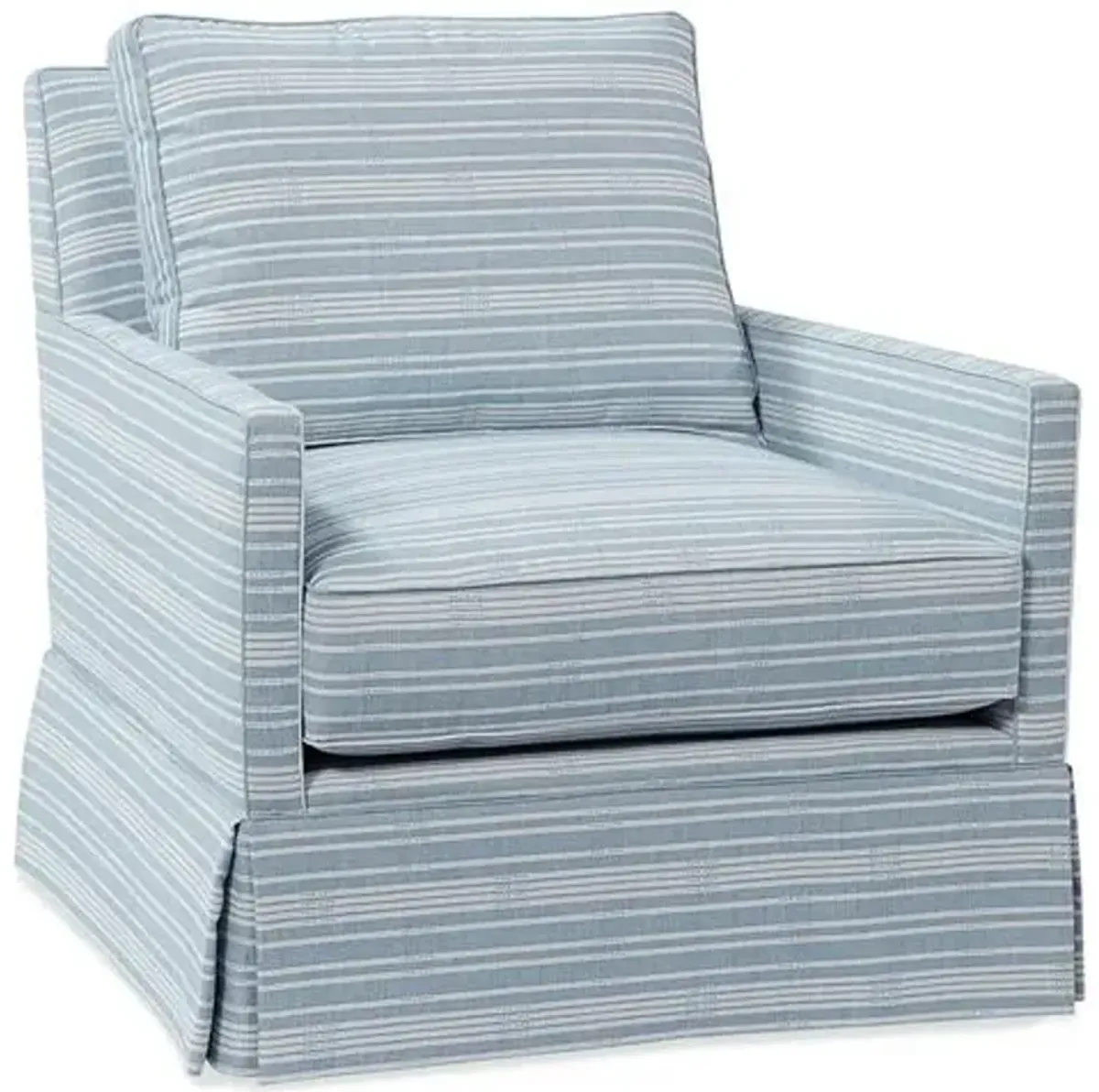 Auburn Club Chair - Marine Sunbrella Stripe - Miles Talbott - Hancrafted in the USA