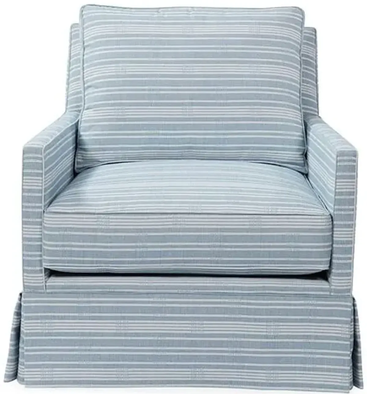 Auburn Club Chair - Marine Sunbrella Stripe - Miles Talbott - Hancrafted in the USA