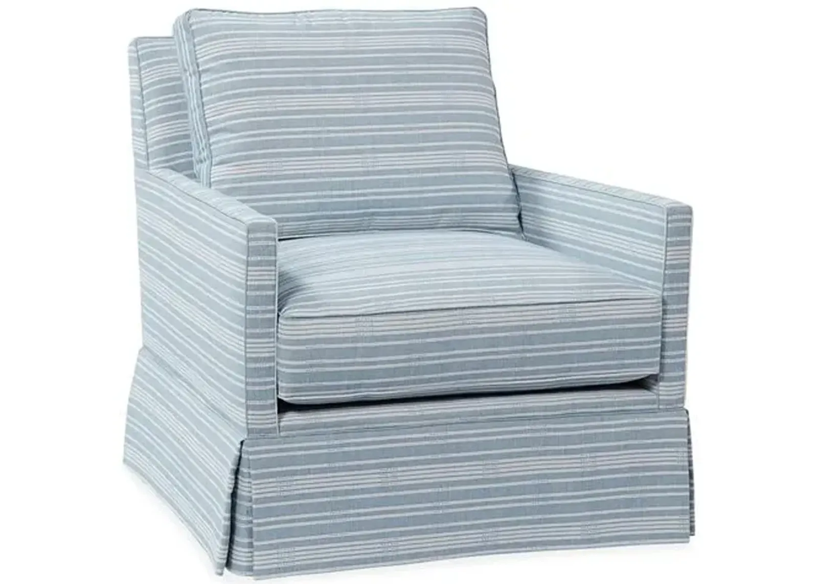 Auburn Club Chair - Marine Sunbrella Stripe - Miles Talbott - Hancrafted in the USA