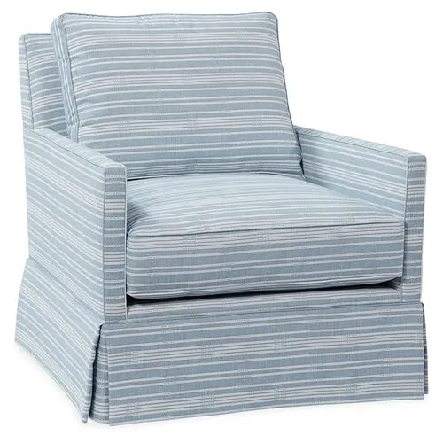 Auburn Club Chair - Marine Sunbrella Stripe - Miles Talbott - Hancrafted in the USA