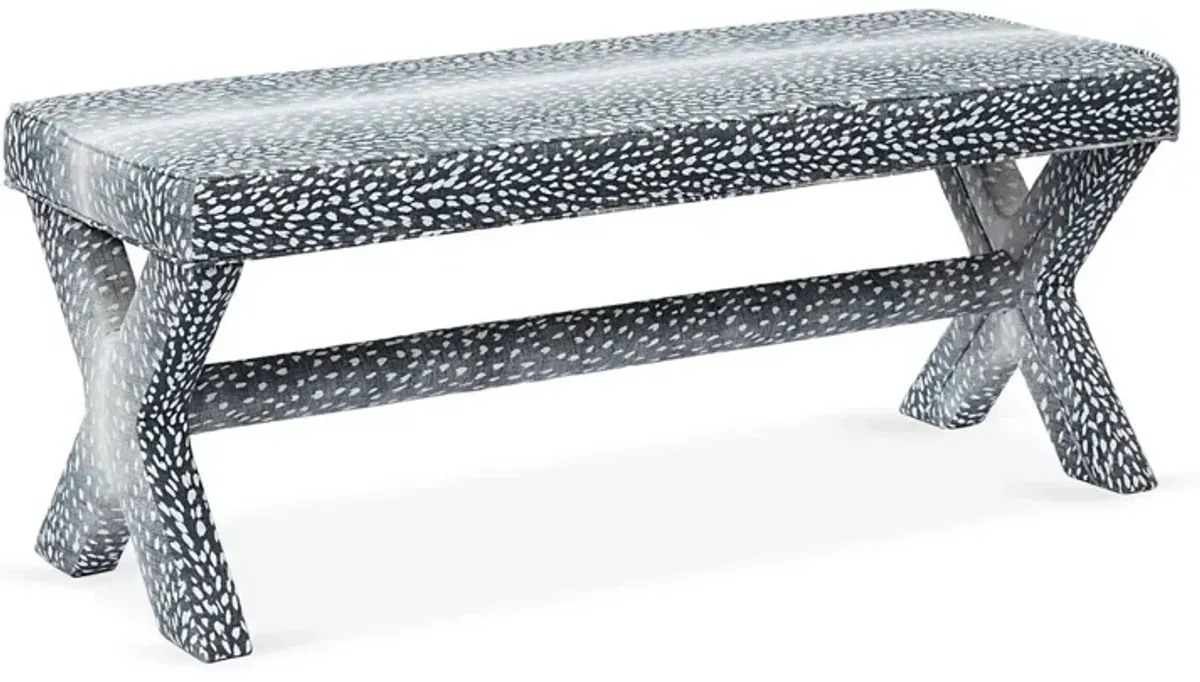 Suki Upholstered Fauna Bench, Blue