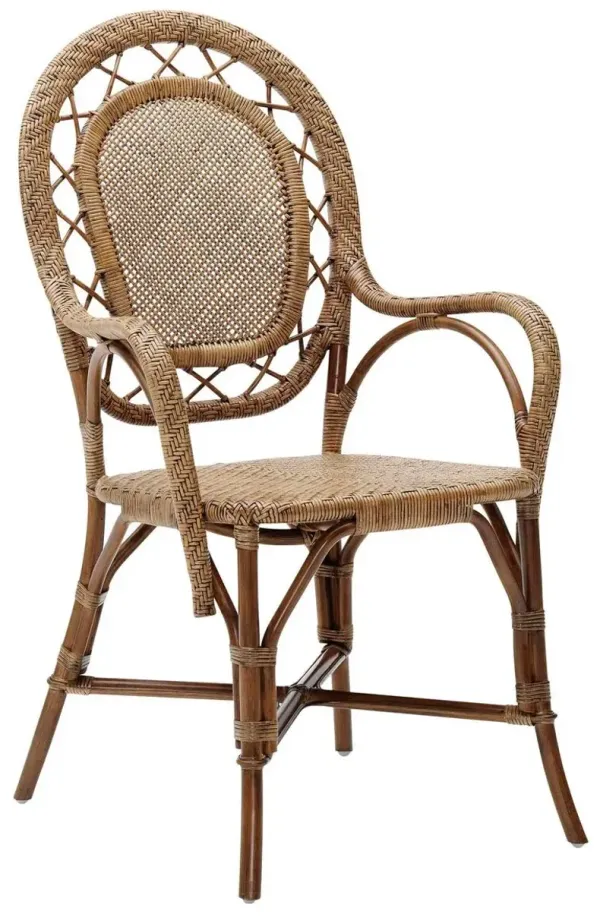 Romantica Rattan Arm Chair, Antique Brown