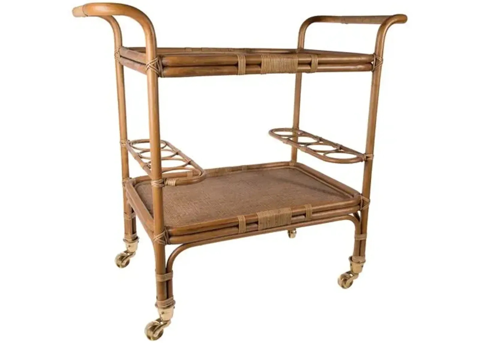 Carlo Rattan Bar Trolley - Antique - Sika Design - Handcrafted - Brown