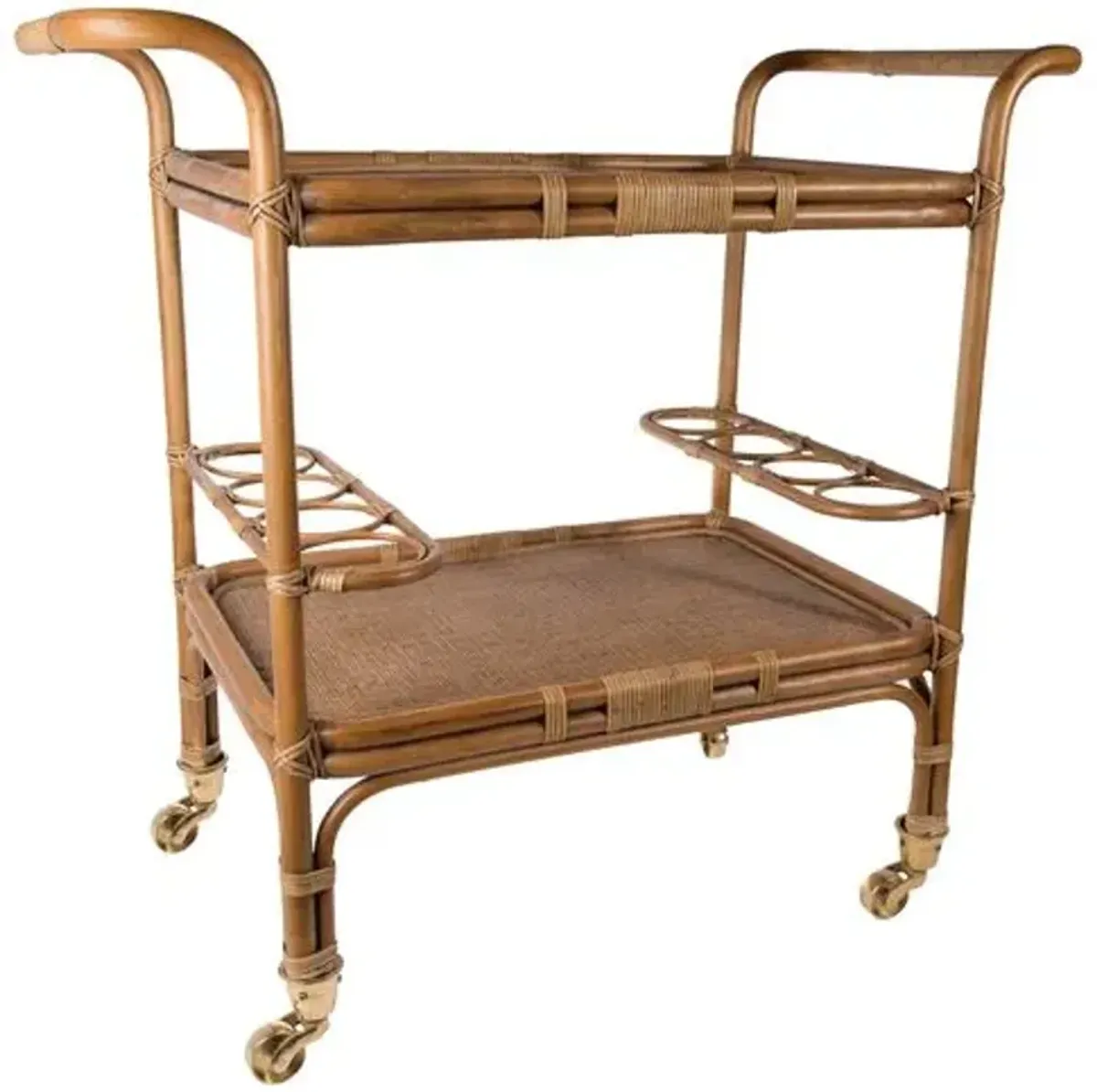 Carlo Rattan Bar Trolley - Antique - Sika Design - Handcrafted - Brown