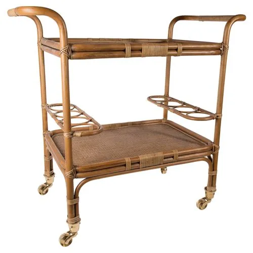 Carlo Rattan Bar Trolley - Antique - Sika Design - Handcrafted - Brown