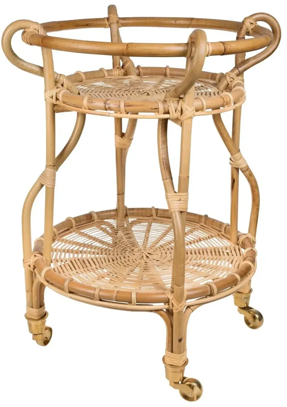 Fratellino Rattan Trolley Bar Cart, Natural