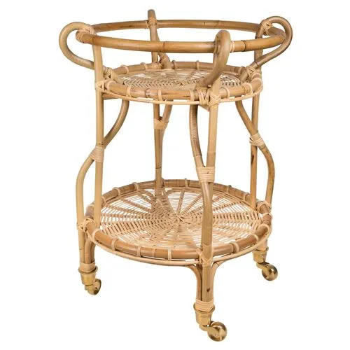 Fratellino Rattan Trolley Bar Cart - Natural - Sika Design - Beige