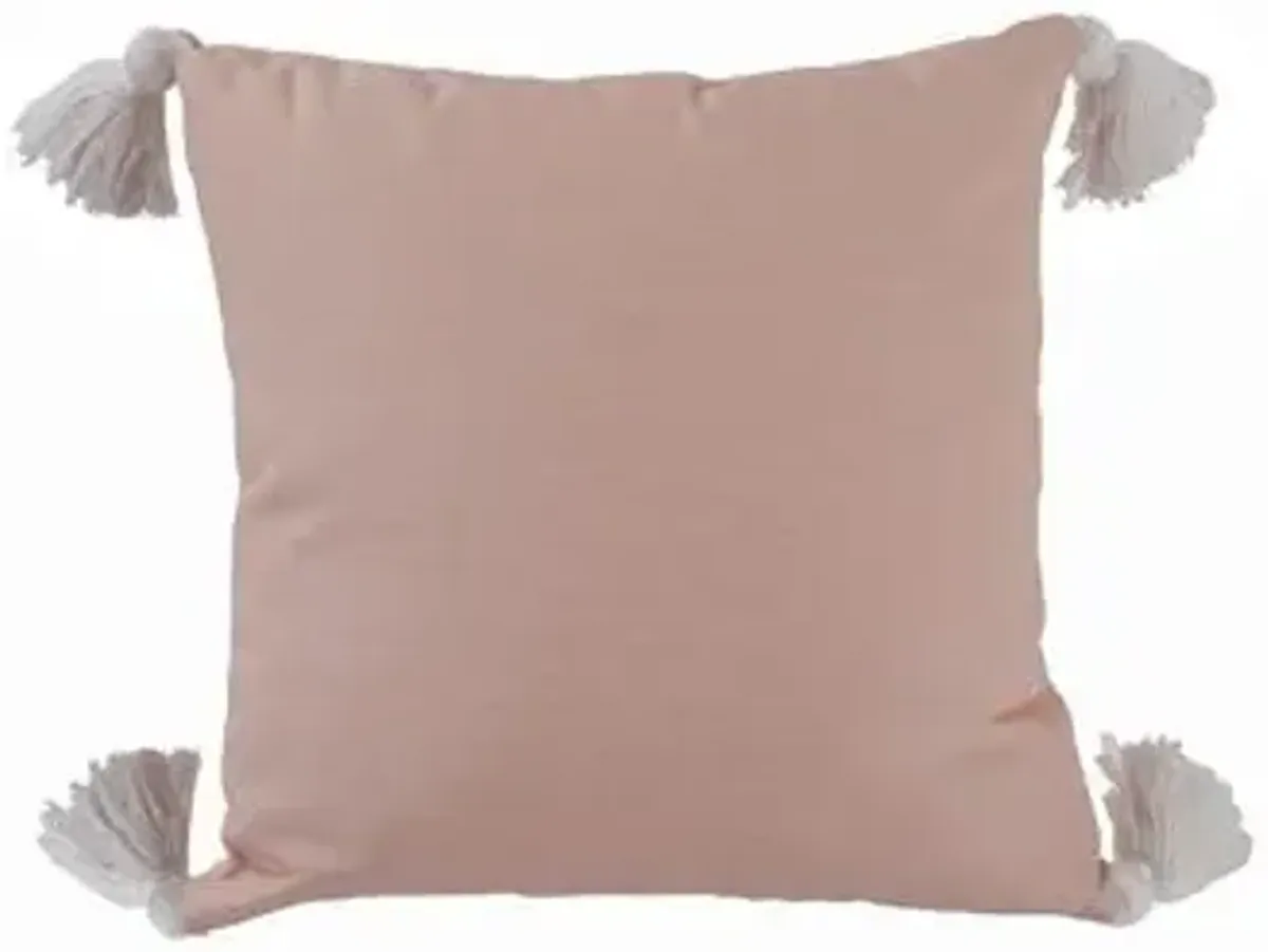 Frances Outdoor Tassel Pillow - Blush/White