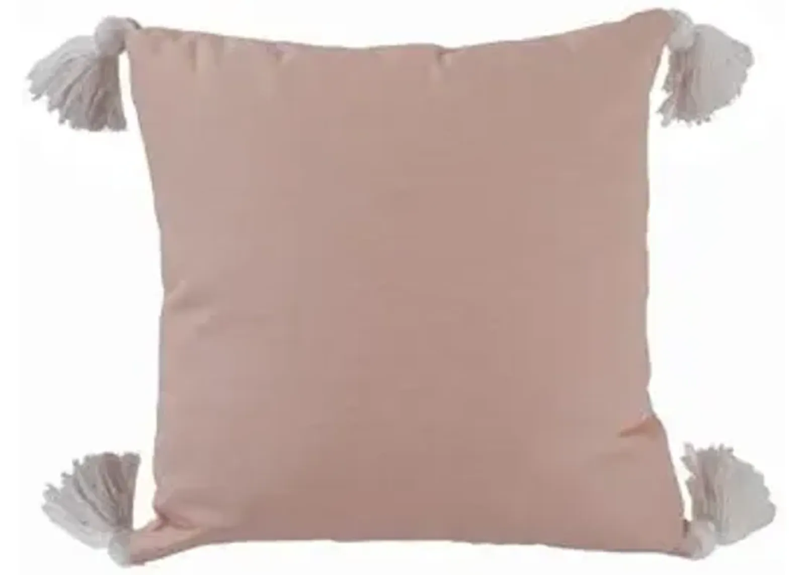 Frances Outdoor Tassel Pillow - Blush/White