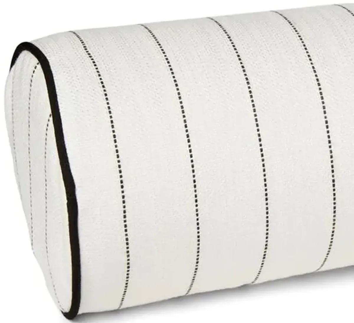 Frances 8x25 Outdoor Bolster Pillow - White/Black Pinstripe