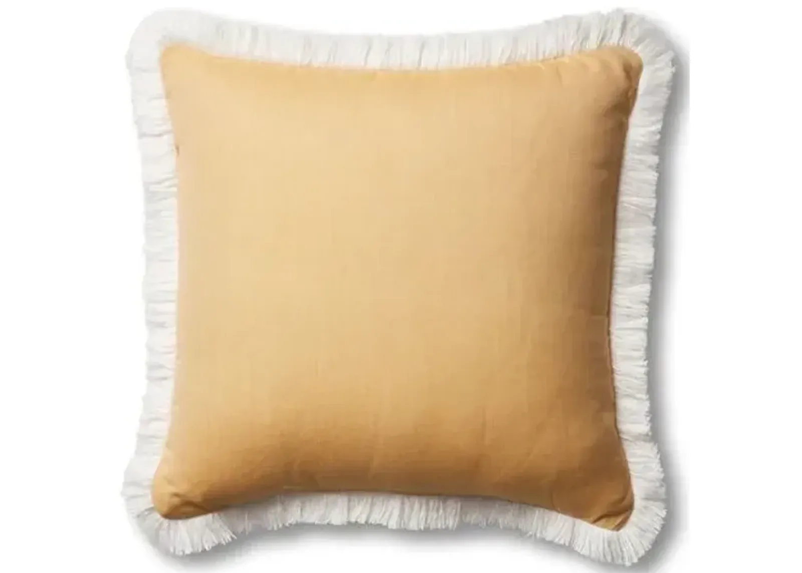 Kit Fringe Pillow - Mustard/White