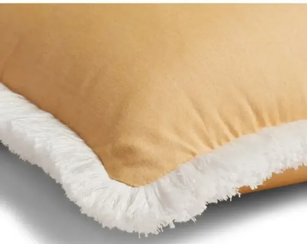 Kit Fringe Pillow - Mustard/White