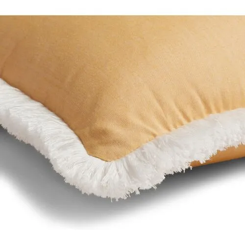 Kit Fringe Pillow - Mustard/White