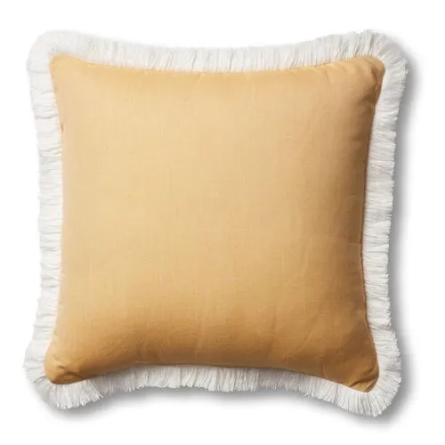 Kit Fringe Pillow - Mustard/White