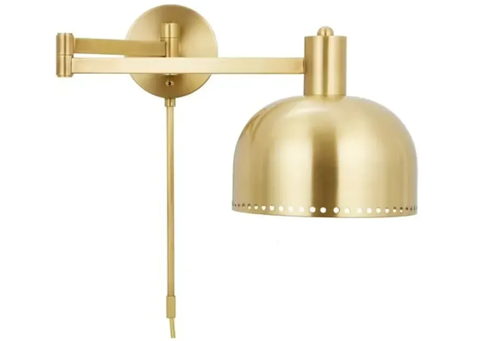 Visual Comfort - Theo Dome Adjustable Plug-In Wall Sconce - Brass - Gold