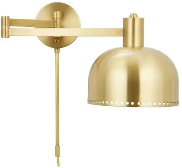 Visual Comfort - Theo Dome Adjustable Plug-In Wall Sconce - Brass - Gold