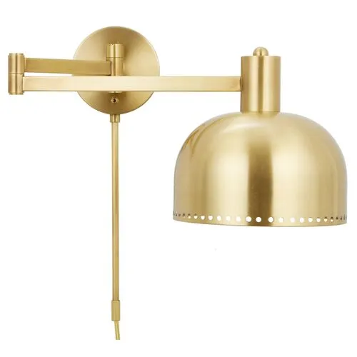 Visual Comfort - Theo Dome Adjustable Plug-In Wall Sconce - Brass - Gold