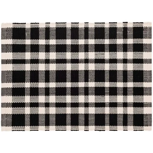 Tattersall Indoor/Outdoor Rug - DASH & ALBERT - Black - Black