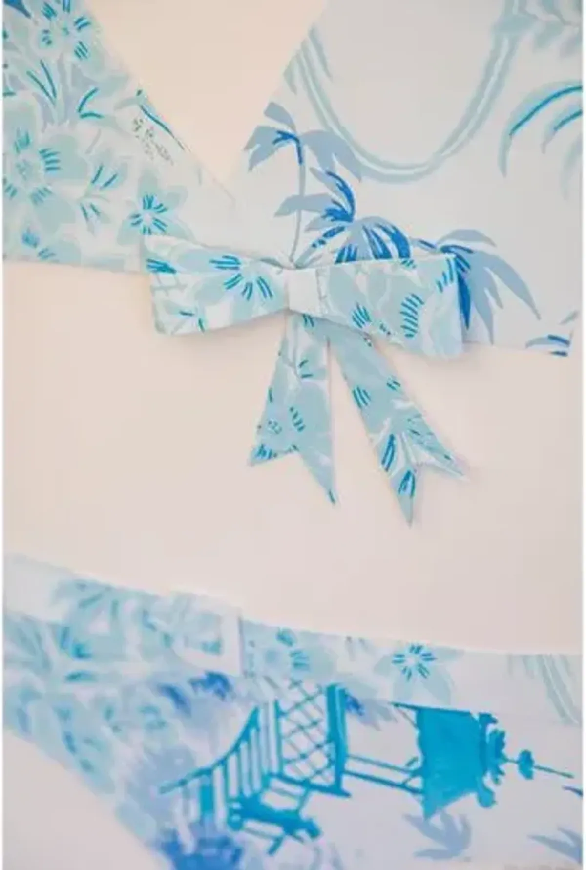 Dawn Wolfe - Vintage Blue Floral Wallpaper Bikini - Dawn Wolfe Design - White - Ready To Hang