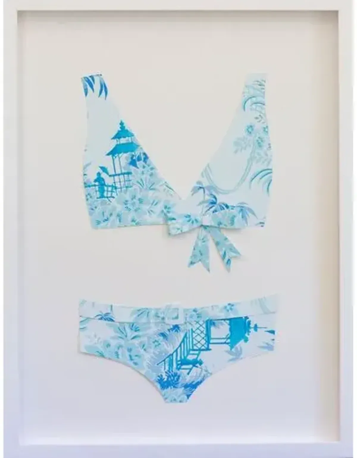 Dawn Wolfe - Vintage Blue Floral Wallpaper Bikini - Dawn Wolfe Design - White - Ready To Hang