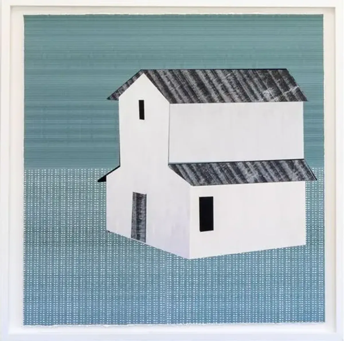 Dawn Wolfe - Barn on Grass Collage - Dawn Wolfe Design - White